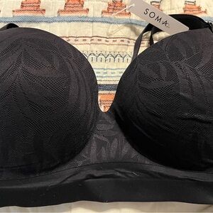 Soma Elegant Black Patterned Bra Enbliss wireless 38C NWT
